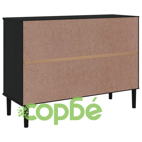 Сайдборд SENJA ратанова визия черен 112x40x80 см бор масив ➤ топ цена ➤ sorbe.bg