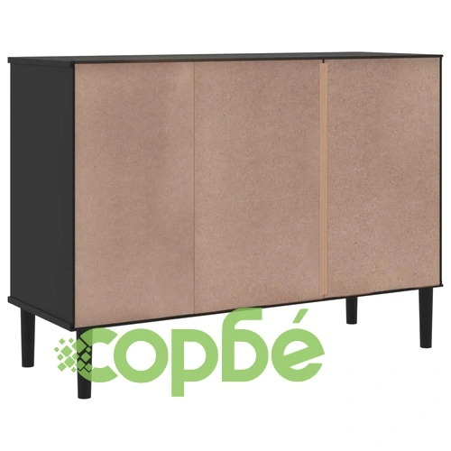 Сайдборд SENJA ратанова визия черен 112x40x80 см бор масив ➤ топ цена ➤ sorbe.bg