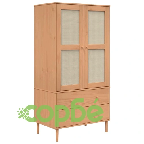 Гардероб SENJA ратанова визия кафяв 90x55x175 см бор масив ➤ топ цена ➤ sorbe.bg