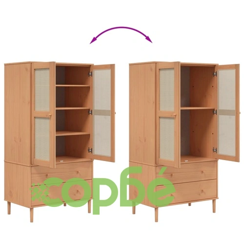 Гардероб SENJA ратанова визия кафяв 90x55x175 см бор масив ➤ топ цена ➤ sorbe.bg