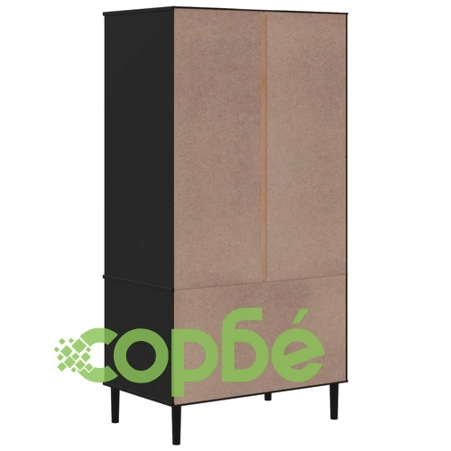 Гардероб SENJA ратанова визия черен 90x55x175 см бор масив ➤ топ цена ➤ sorbe.bg