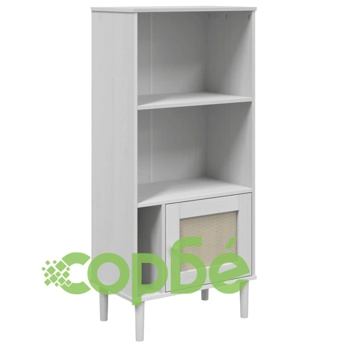 Библиотека SENJA ратанова визия бяла 60x35x130 см бор масив ➤ топ цена ➤ sorbe.bg