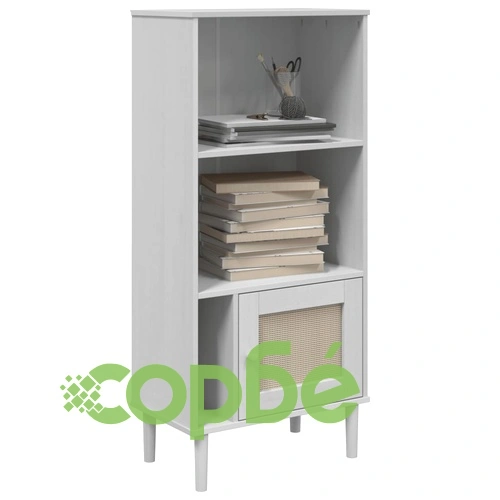 Библиотека SENJA ратанова визия бяла 60x35x130 см бор масив ➤ топ цена ➤ sorbe.bg