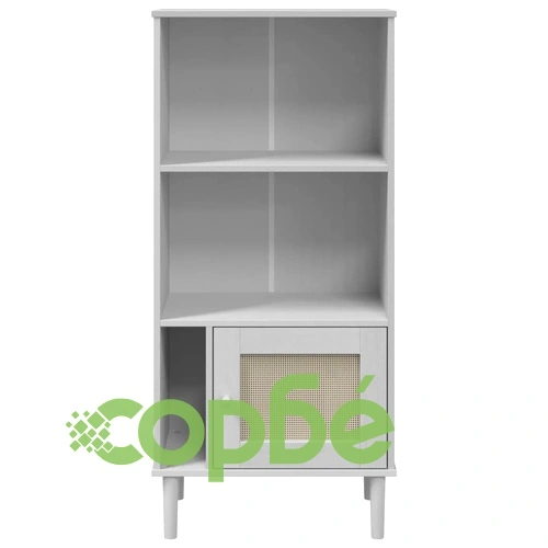 Библиотека SENJA ратанова визия бяла 60x35x130 см бор масив ➤ топ цена ➤ sorbe.bg