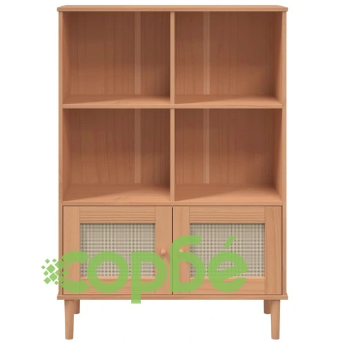 Библиотека SENJA ратанова визия кафява 90x35x130 см бор масив ➤ топ цена ➤ sorbe.bg