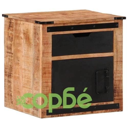 Нощно шкафче, 45x40x45 см, масивна мангова дървесина ➤ топ цена ➤ sorbe.bg