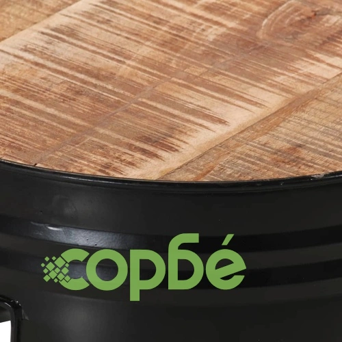 Бар маси с форма на барабан 3 бр масивно грубо мангово дърво ➤ топ цена ➤ sorbe.bg