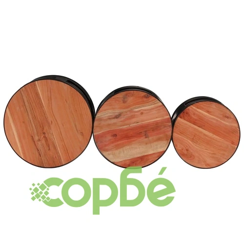 Бар маси с форма на барабан 3 бр акациева дървесина масив ➤ топ цена ➤ sorbe.bg