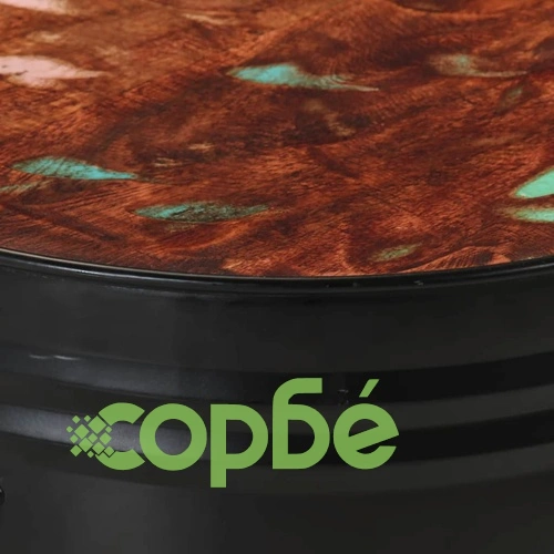 Бар маси с форма на барабан 3 бр масивна регенерирана дървесина ➤ топ цена ➤ sorbe.bg