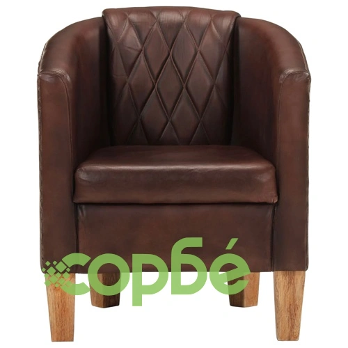 Фотьойл, тъмнокафяв, естествена кожа ➤ топ цена ➤ sorbe.bg