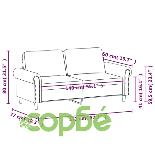 2-местен диван, кремава, 140 см, изкуствена кожа ➤ топ цена ➤ sorbe.bg