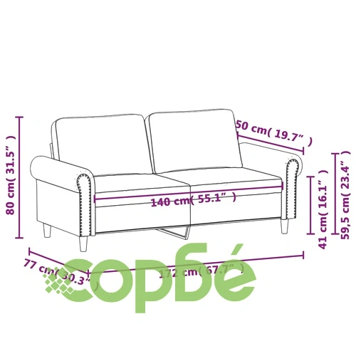 2-местен диван, сив, 140 см, изкуствена кожа ➤ топ цена ➤ sorbe.bg