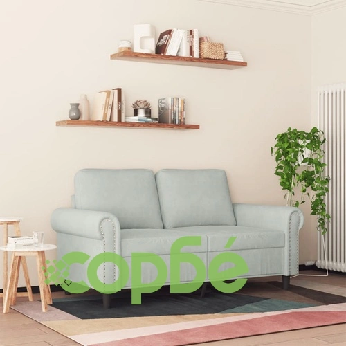 2-местен диван, светлосив, 120 см, кадифе ➤ топ цена ➤ sorbe.bg