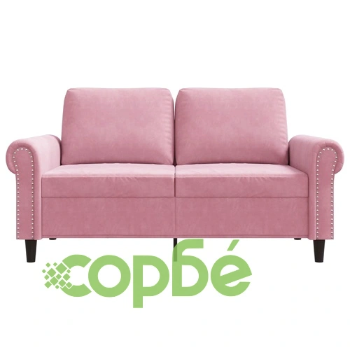 2-местен диван, розов, 120 см, кадифе ➤ топ цена ➤ sorbe.bg