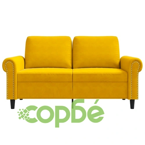 2-местен диван, жълт, 120 см, кадифе ➤ топ цена ➤ sorbe.bg