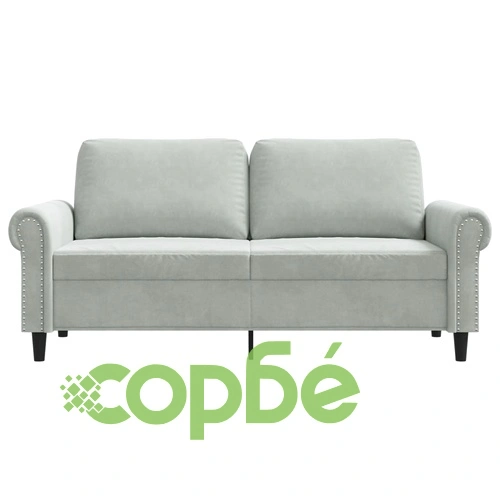 2-местен диван, светлосив, 140 см, кадифе ➤ топ цена ➤ sorbe.bg