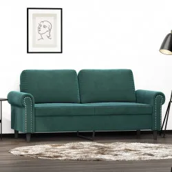 2-местен диван, тъмнозелен, 140 см, кадифе