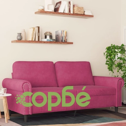 2-местен диван, виненочервен, 140 см, кадифе ➤ топ цена ➤ sorbe.bg