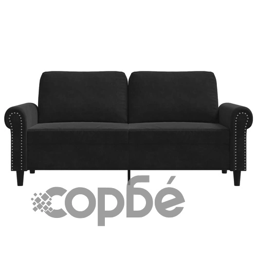 2-местен диван, черно, 140 см, кадифе ➤ топ цена ➤ sorbe.bg
