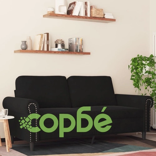 2-местен диван, черно, 140 см, кадифе ➤ топ цена ➤ sorbe.bg