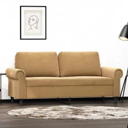 2-местен диван, кафяво, 140 см, кадифе