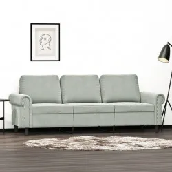 3-местен диван, светлосив, 180 см, кадифе