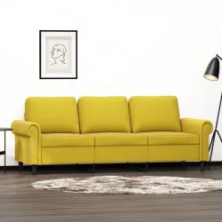 3-местен диван, жълт, 180 см, кадифе