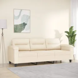3-местен диван, бежово, 180 см, микрофибърен плат