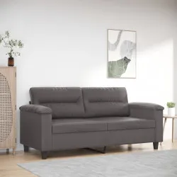 2-местен диван, сив, 140 см, изкуствена кожа