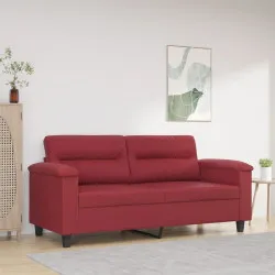 2-местен диван, Виненочервен, 140 см, изкуствена кожа