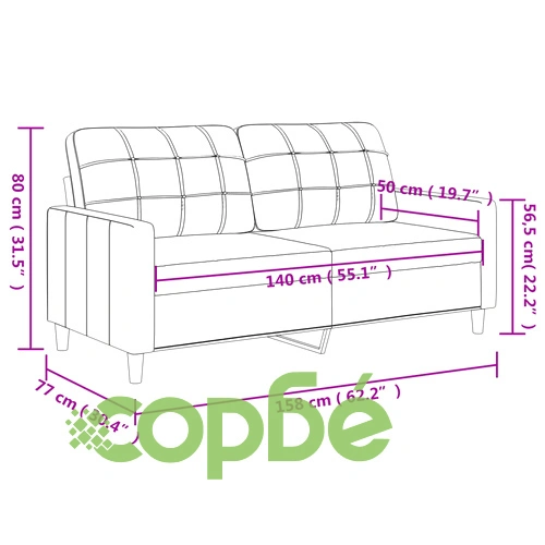 2-местен диван, светложълт, 140 см, плат ➤ топ цена ➤ sorbe.bg