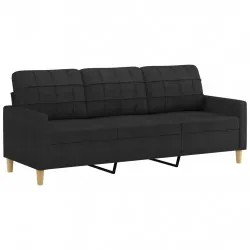 3-местен диван, Черен, 180 см, плат