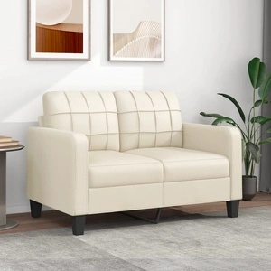 2-местен диван, кремава, 120 см, изкуствена кожа