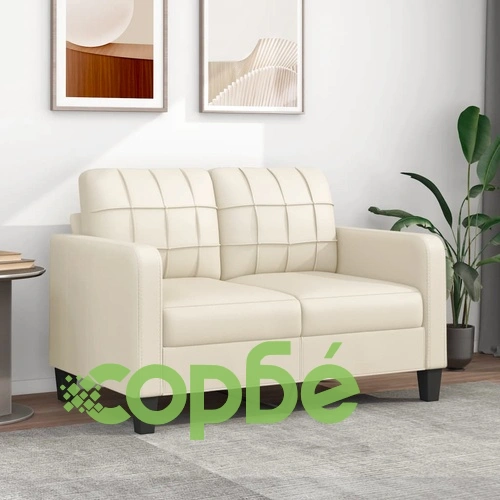 2-местен диван, кремава, 120 см, изкуствена кожа ➤ топ цена ➤ sorbe.bg