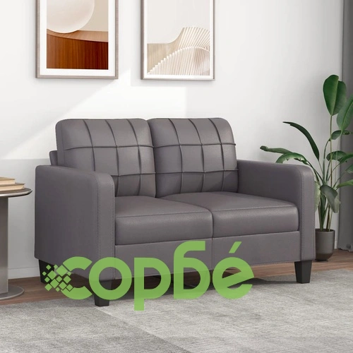 2-местен диван, сив, 120 см, изкуствена кожа ➤ топ цена ➤ sorbe.bg