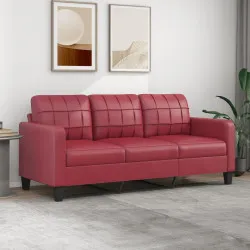 3-местен диван, виненочервен, 180 см, изкуствена кожа