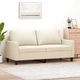 2-местен диван, кремава, 140 см, изкуствена кожа