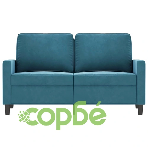 2-местен диван, син, 120 см, кадифе ➤ топ цена ➤ sorbe.bg