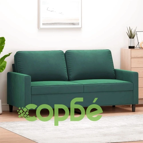 2-местен диван, тъмнозелен, 140 см, кадифе ➤ топ цена ➤ sorbe.bg