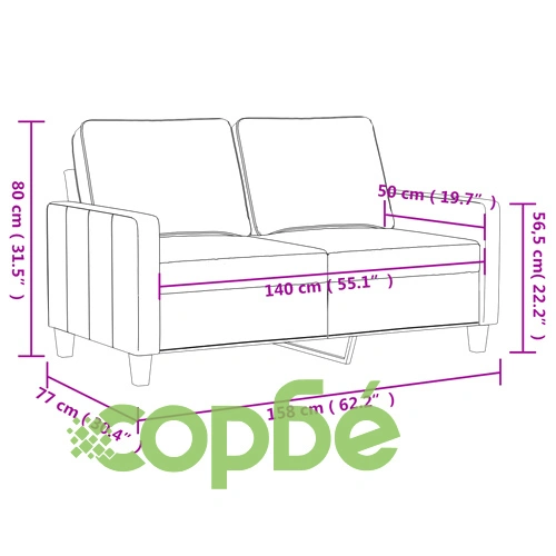 2-местен диван, розов, 140 см, кадифе ➤ топ цена ➤ sorbe.bg