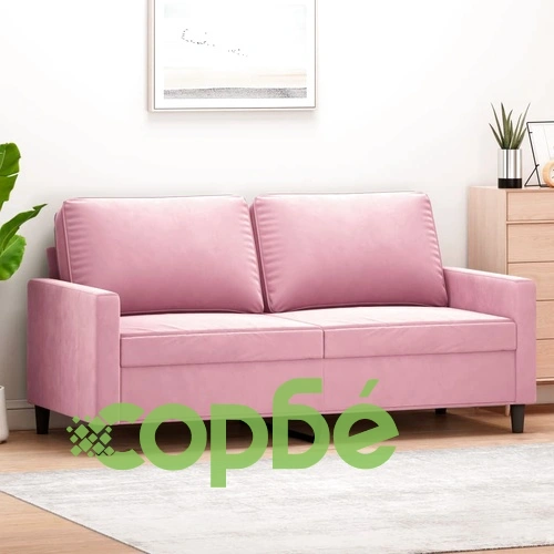 2-местен диван, розов, 140 см, кадифе ➤ топ цена ➤ sorbe.bg