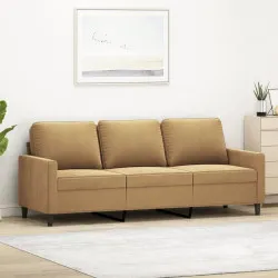 3-местен диван, кафяв, 180 см, кадифе