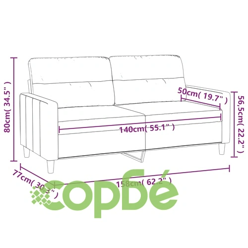 2-местен диван, черен, 140 см, текстил ➤ топ цена ➤ sorbe.bg