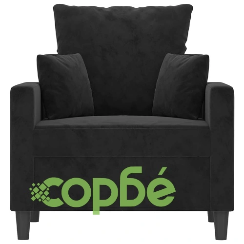 Кресло, черно, 60 см, кадифе ➤ топ цена ➤ sorbe.bg