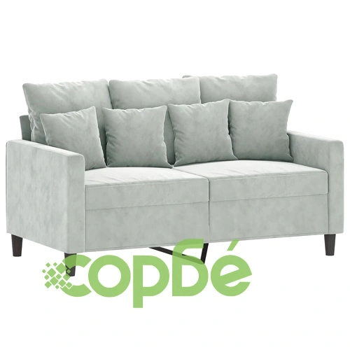 2-местен диван, светлосив, 120 см, кадифе ➤ топ цена ➤ sorbe.bg