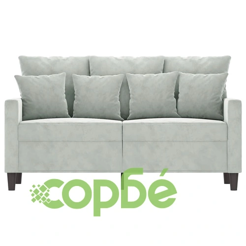 2-местен диван, светлосив, 120 см, кадифе ➤ топ цена ➤ sorbe.bg