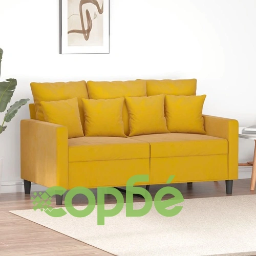 2-местен диван, жълт, 120 см, кадифе ➤ топ цена ➤ sorbe.bg