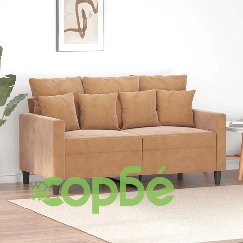 2-местен диван, кафяв, 120 см, кадифе ➤ топ цена ➤ sorbe.bg