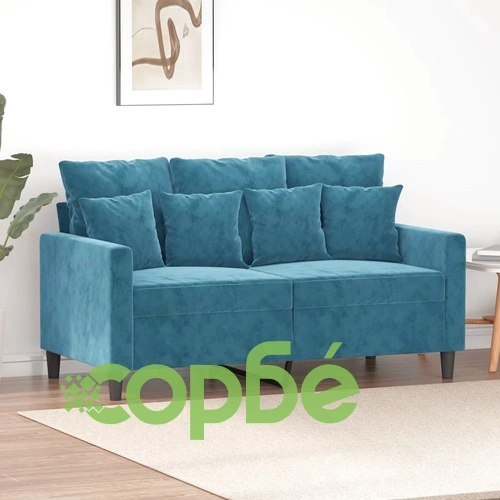 2-местен диван, син, 120 см, кадифе ➤ топ цена ➤ sorbe.bg