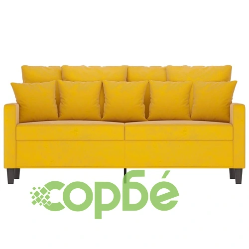 2-местен диван, жълт, 140 см, кадифе ➤ топ цена ➤ sorbe.bg